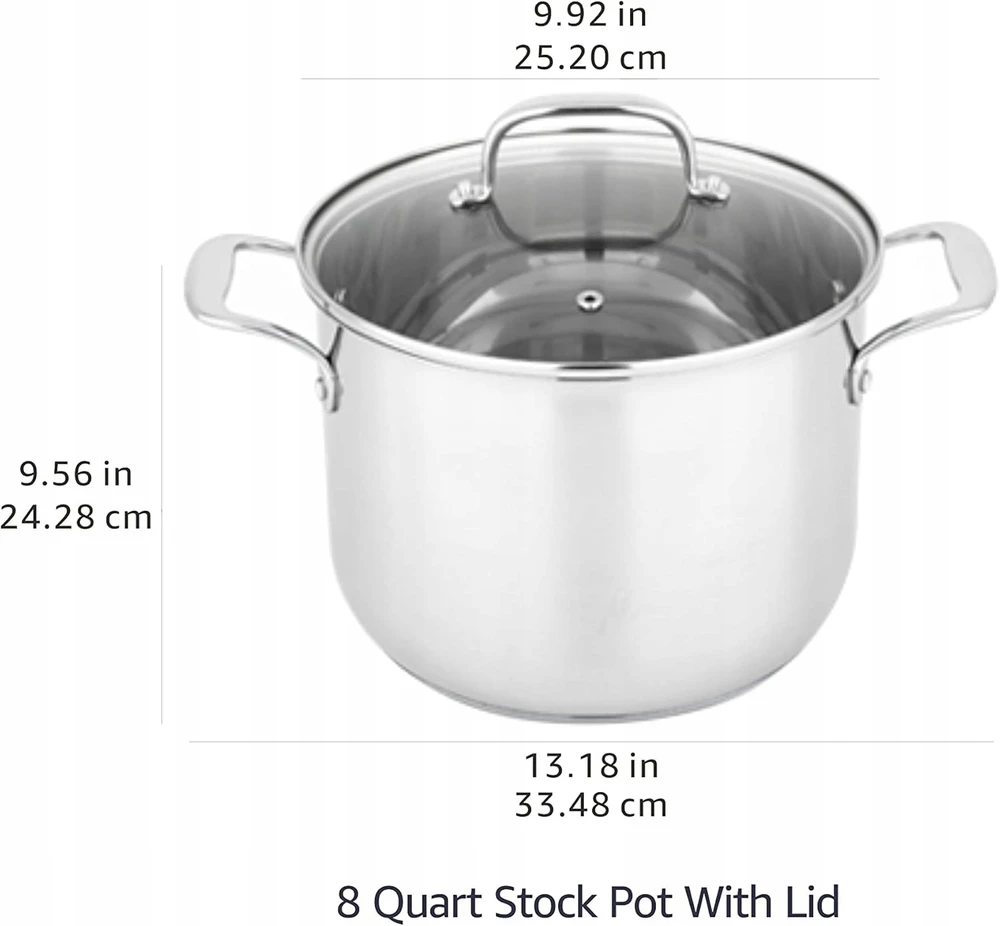 „Amazon Basics“ puodo nerūdijančio plieno 7,6 l indukcinis dangtis atsparus karščiui