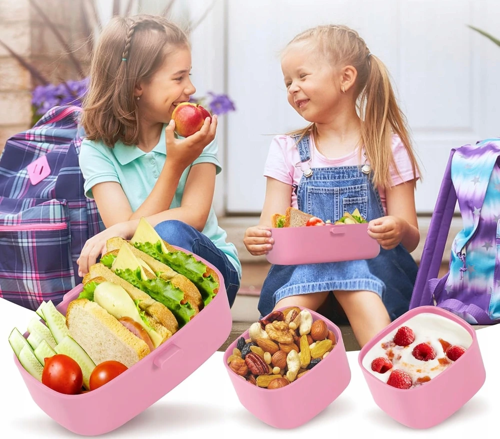 Amazon TUSEASY Lunch Box vaikams su skyreliais 860 ml - Rožinė