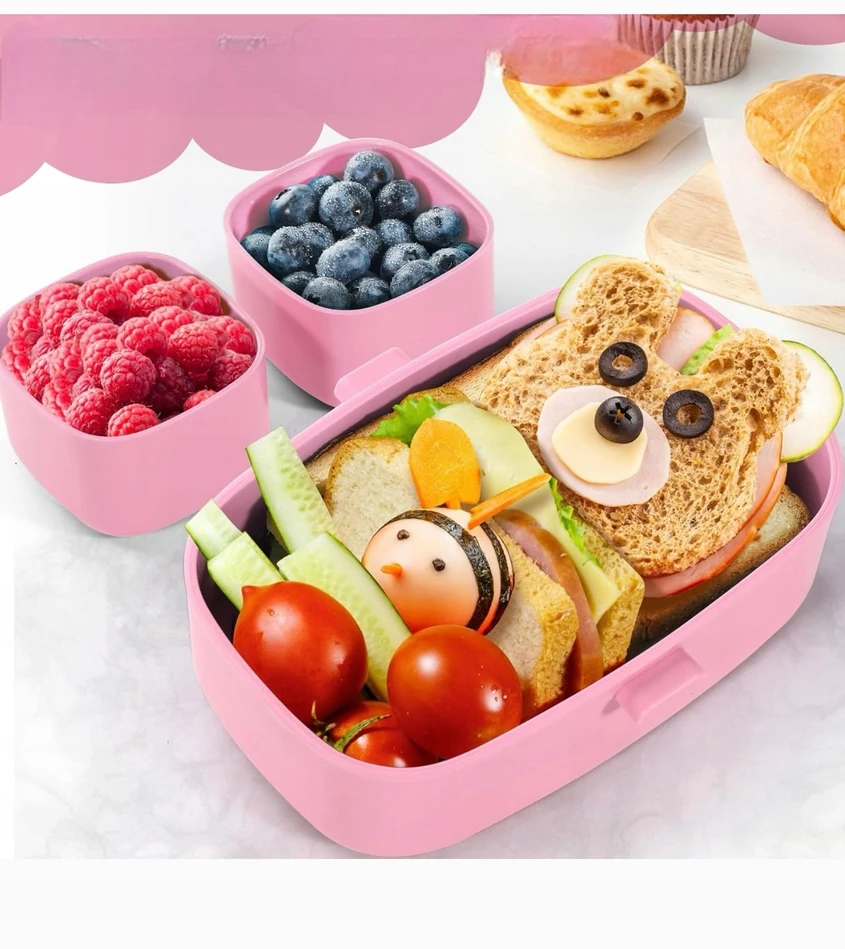 Amazon TUSEASY Lunch Box vaikams su skyreliais 860 ml - Rožinė