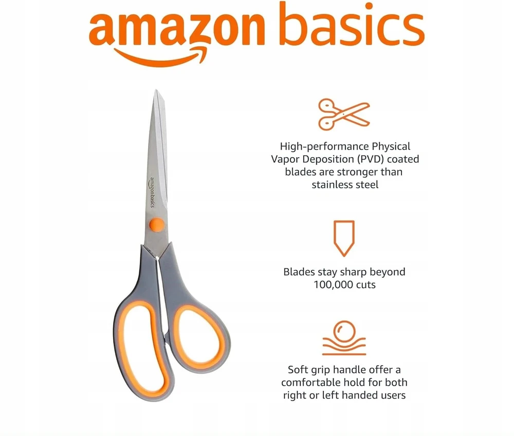 AmazonBasic Amazon Basics Daugiafunkcinės biuro žirklės su patogia rankena, 2 vnt