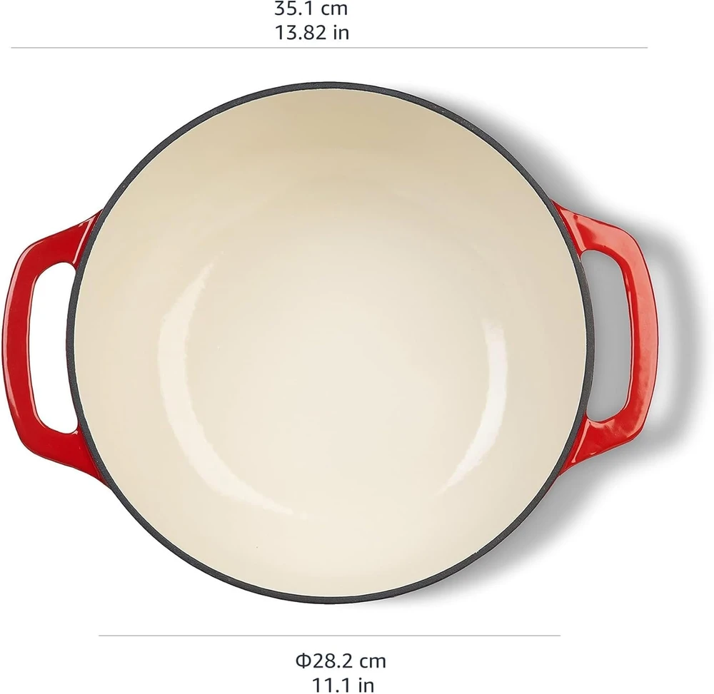AmazonBasics troškintuvas, emaliuotas, raudono ketaus, 5,7l, apvalus