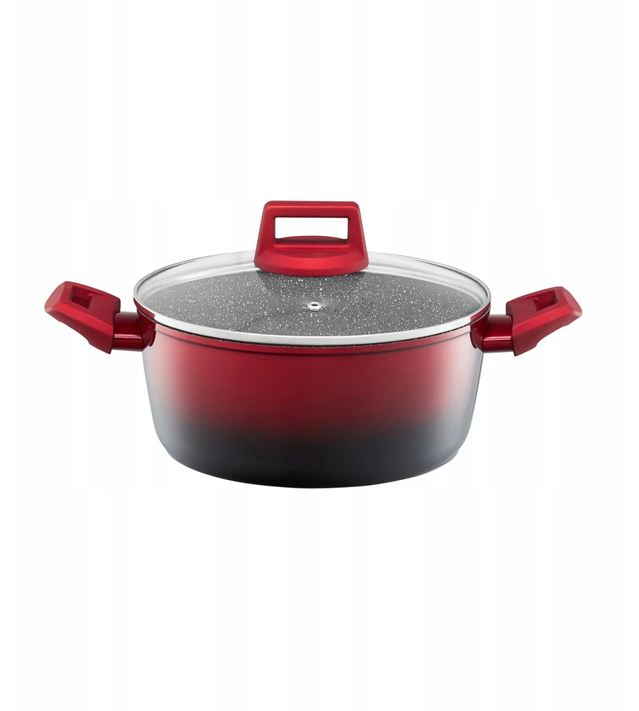 Ambition aliuminio puodas su dangčiu Ombre Raudona 20 cm, 2,3 l