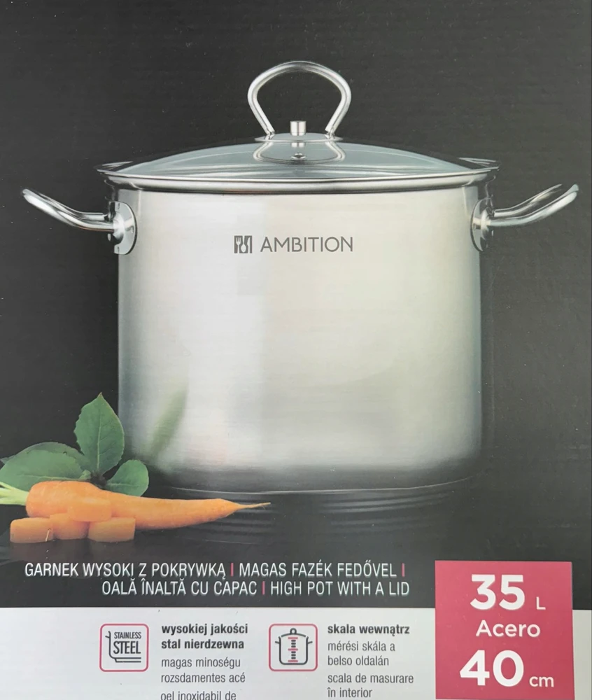 Ambition AM-ACERO puodas, aukštis 40 cm, 35 l, stiklo dangtis, individualus