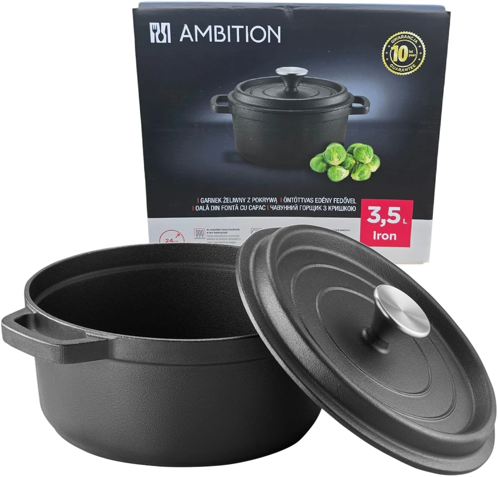 Ambition ketaus puodas su dangčiu Iron, 3.5 L, 24 cm