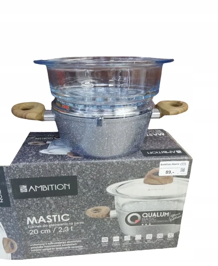 AMBITION MASTIC PUODAS 20cm DARŽOVĖMS GALINTI SU STIKLINIU SIETU