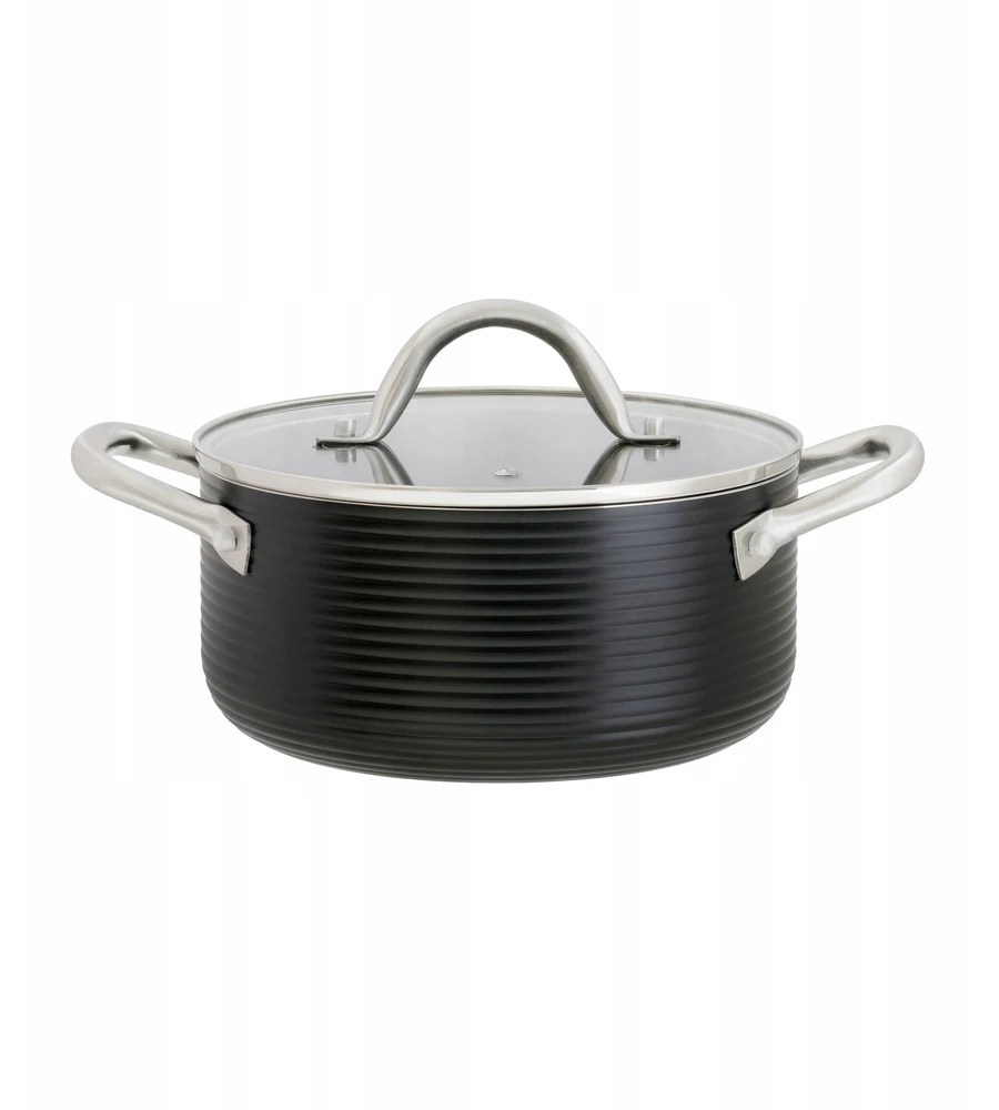 Ambition puodas Ribs, 20 cm, 2.7 l, juodas