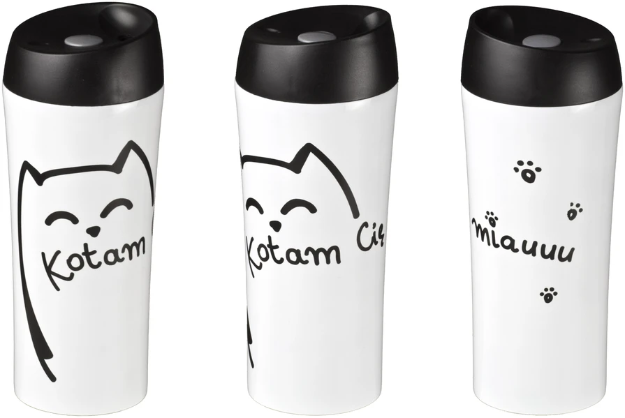 Ambition termopuodelis Love Catam Cie, 400 ml, baltas/juodas