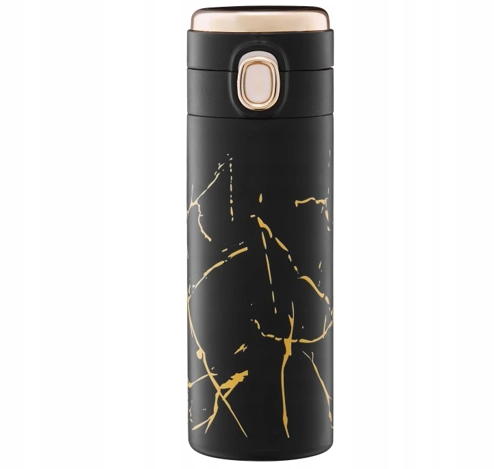 Ambition termopuodelis Royal Marble, juodas/auksinis, 350 ml