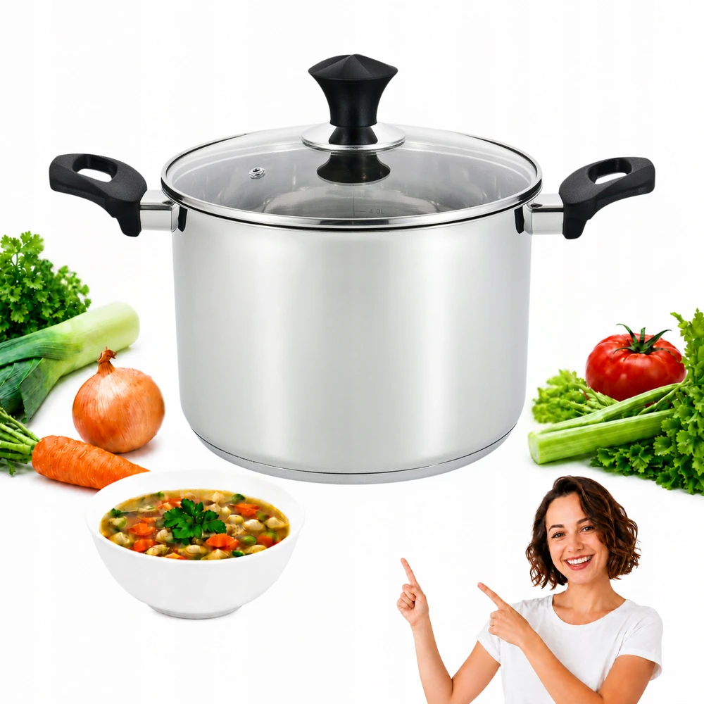AMEFA SAHARA nerūdijančio plieno puodas, skirtas DUJŲ INDUKCIJAI AUKŠTAS 22 cm 5,9 l