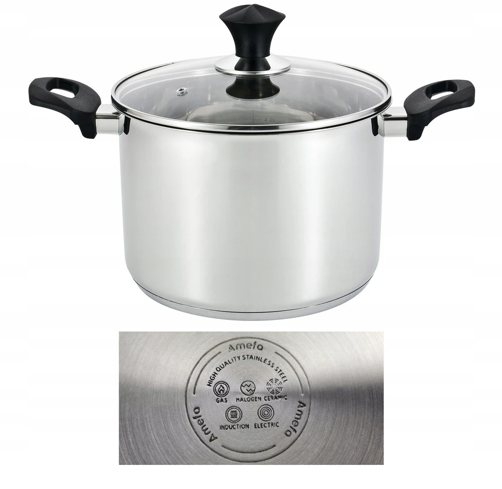 AMEFA SAHARA nerūdijančio plieno puodas, skirtas DUJŲ INDUKCIJAI AUKŠTAS 22 cm 5,9 l