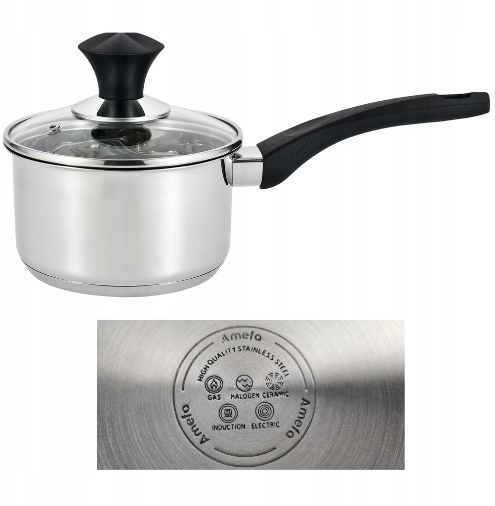AMEFA SAHARA SAFETY nerūdijančio plieno MAŽAS PUODAS SU RANKENE, INDUKCINIS, 14 cm, 1,2 l