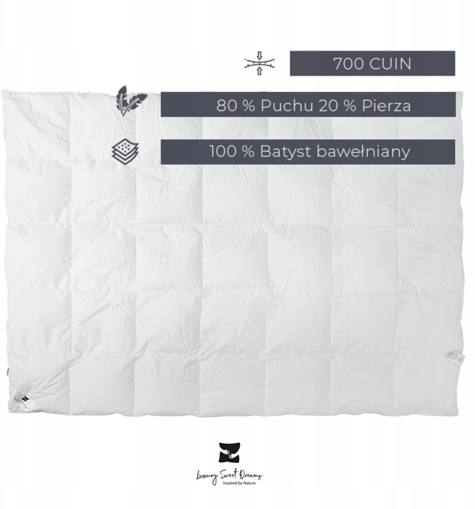 Amidown Kołdra Całoroczna 100x140 Kaczy Puch Antyalergiczna PREMIUM Polska Oeko Tex