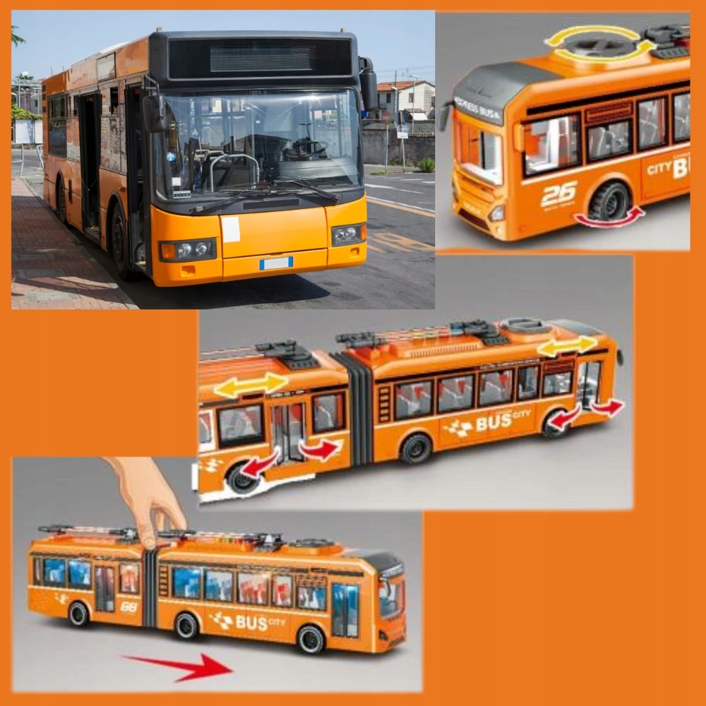 Amiku DIDELIS AUTOBUSAS GARSAS ŠVIESOS ATIDARYTA DURYS 1:16 AUTOMOBILIŲ Dovana vaikams