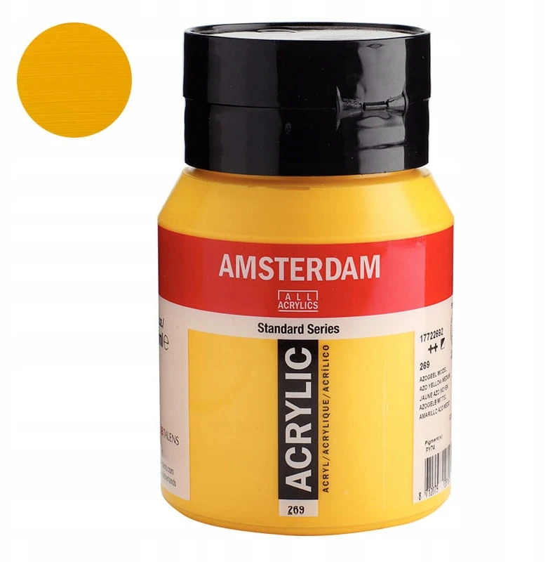 Amsterdam Akrilinė Danga - Royal Talens - Vidutinė Azo Geltona - 500ml - Mišrus - Geltonos Spalvos