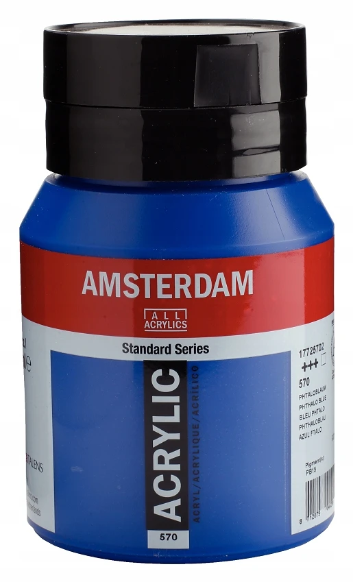 Amsterdam Akrilinė dažai - Amsterdanas - PHTHALO MĖLYNA - 500ml - Atsparumas šviesai - Ilgaamžis