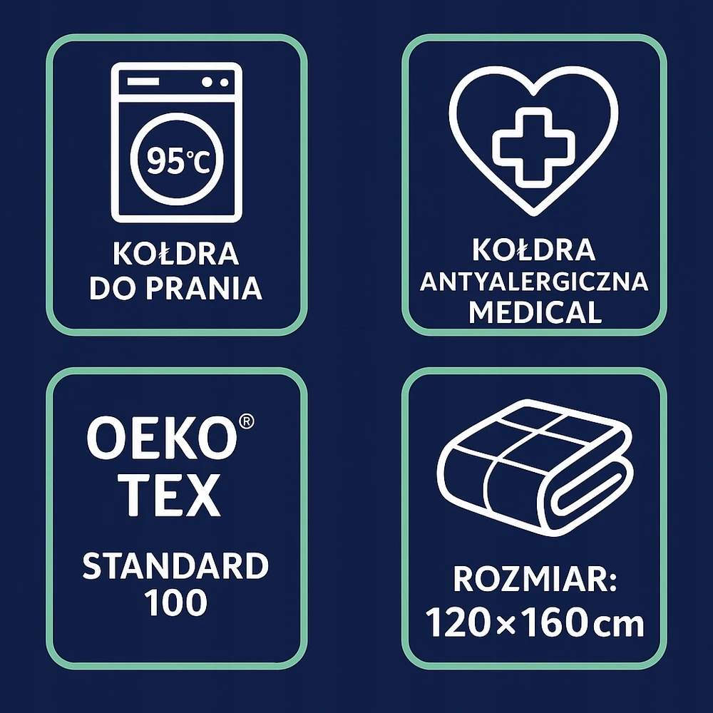 AMW KOŁDRA MEDICAL ANTYALERGICZNA 120X160 DLA DZIECKA 95° 160X120 DZIECIĘCA