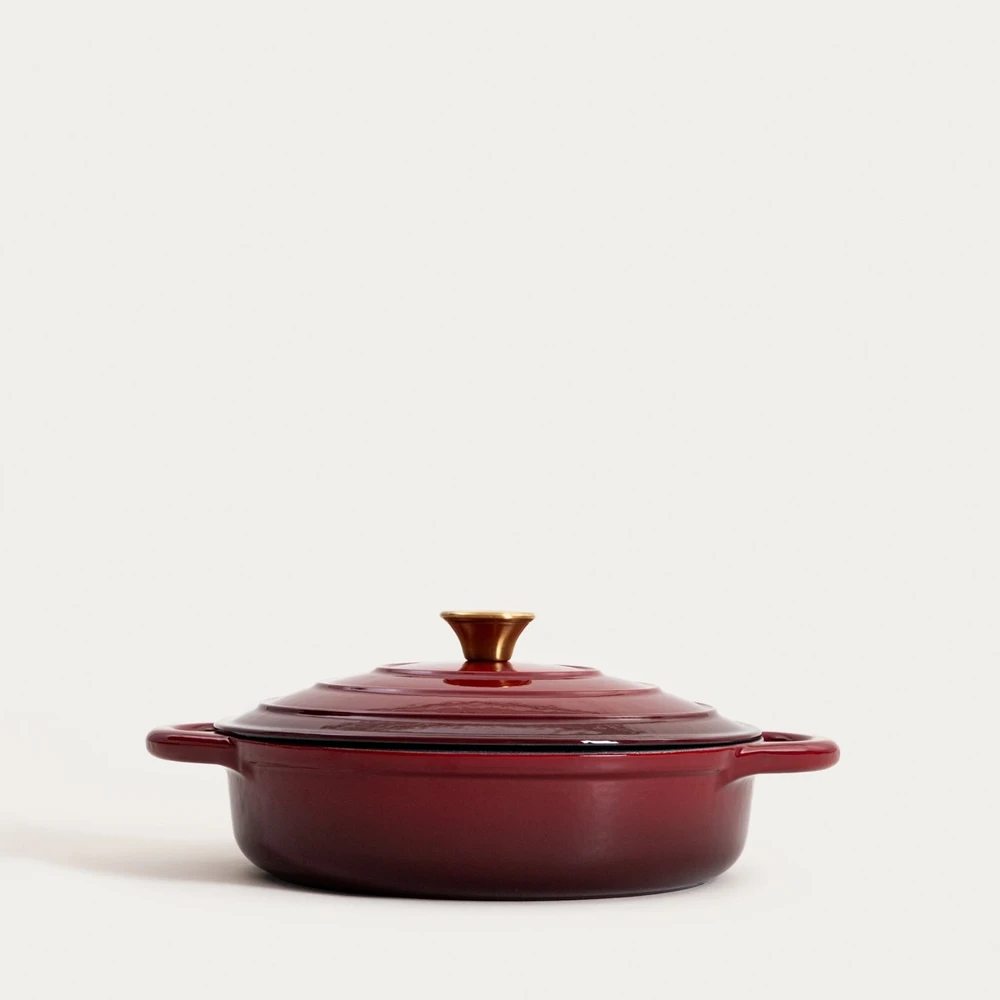 ANDREAS bordo spalvos plokščias ombre ketaus puodas, 28cm 2,5 l HOMLA