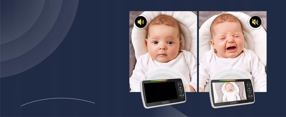 ANFIL elektroninė auklė su 5 colių kamera dvipusio garso, naktinio matymo ir VOX režimu