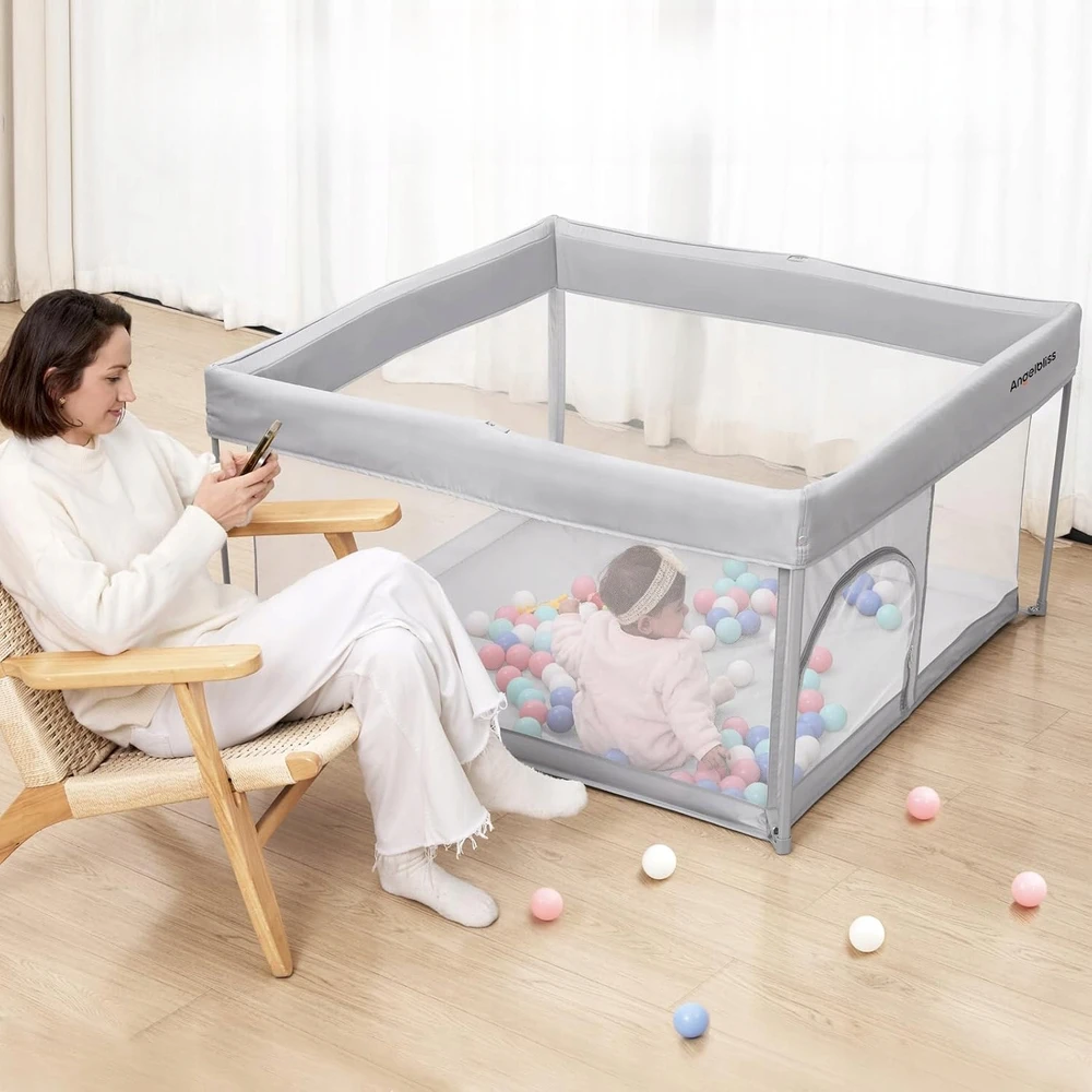 Angelbliss Składany Kojec Dla Niemowląt I Dzieci 50x50 Siatkowy Pilka Bezpieczny