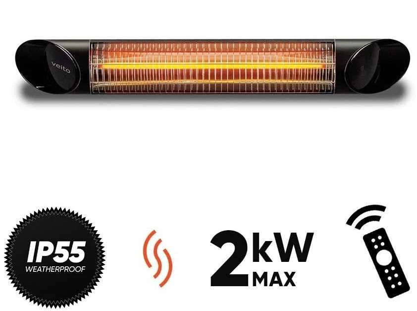 Infraraudonųjų spindulių šildytuvas Veito Blade 2 kW, juodas