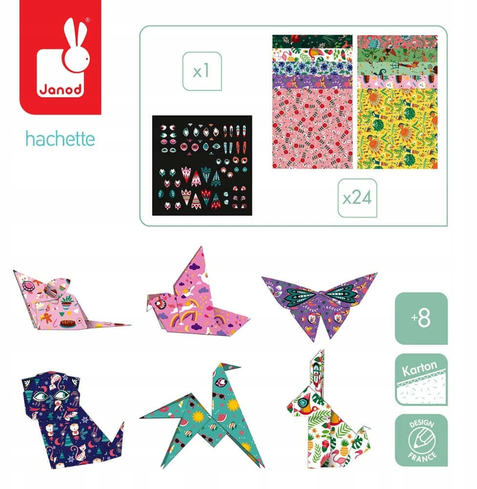 ANIMALS rinkinys, skirtas origami kūrimui JANOD