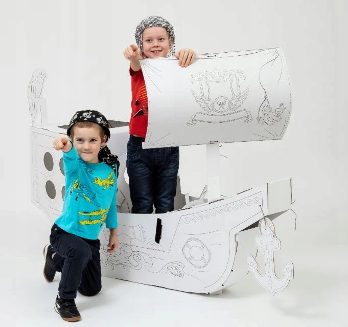 Annahouse Kūrybinis piratų laivas pagamintas iš kartono, kontūro, pasidaryk pats