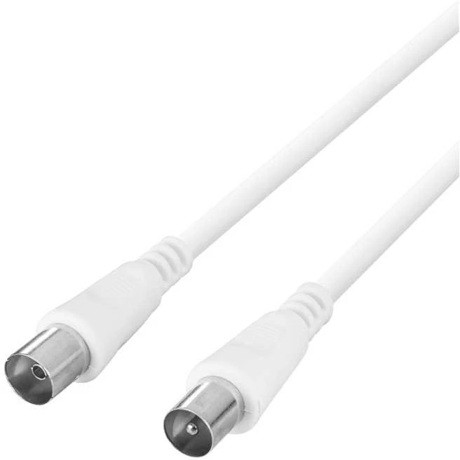 Antenos kabelis DELTACO 75 omų, ferito šerdys, paauksuotos jungtys, 1m, baltas / AN-101-K / R00150001