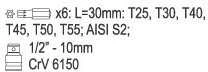 Antgalių rinkinys 7vnt, TORX Tamperproof Yato | TT25, TT30, TT40, TT45, TT50, TT55