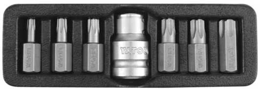 Antgalių rinkinys 7vnt, TORX Tamperproof Yato | TT25, TT30, TT40, TT45, TT50, TT55