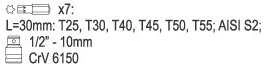 YATO TORX antgaliai 7 elementai. T25 - T55 + ADAPTERIS 0410