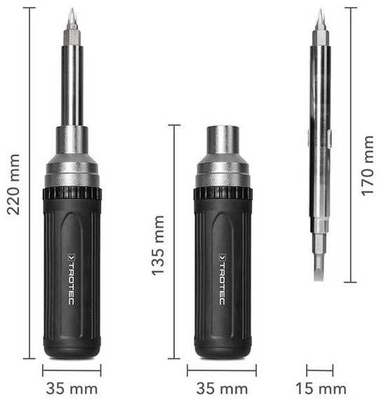 Antgalių rinkinys su atsuktuvu Trotec 9in1
