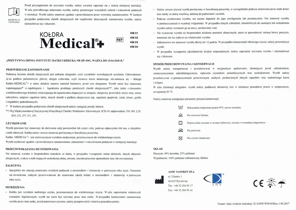 AMW Antialerginė antklodė, 200x220 cm, medicininė, su vasariniu ir universaliu sluoksniais, balta, Oeko-Tex sertifikatas, dvigulė patalynė