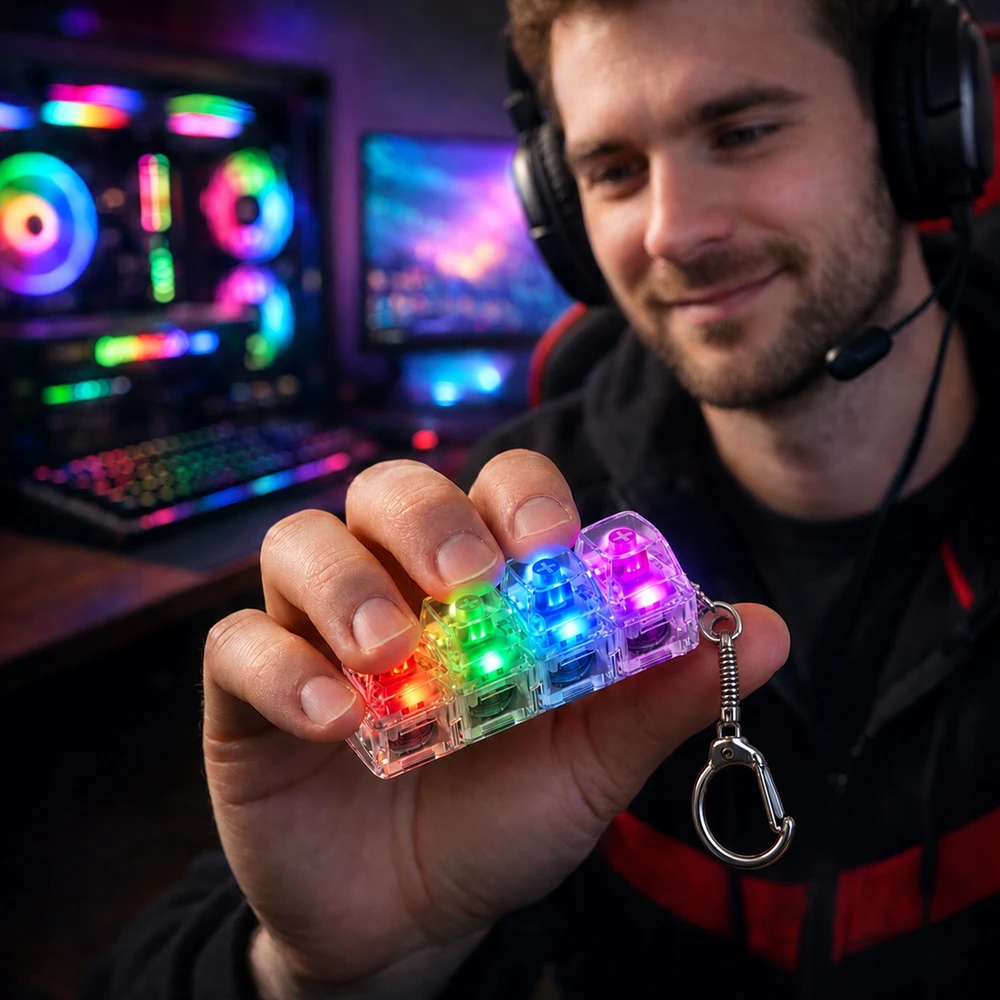 Anti-stresas Keychain Clicker Klaviatūra Fidget Switch Key Clicker Clicker