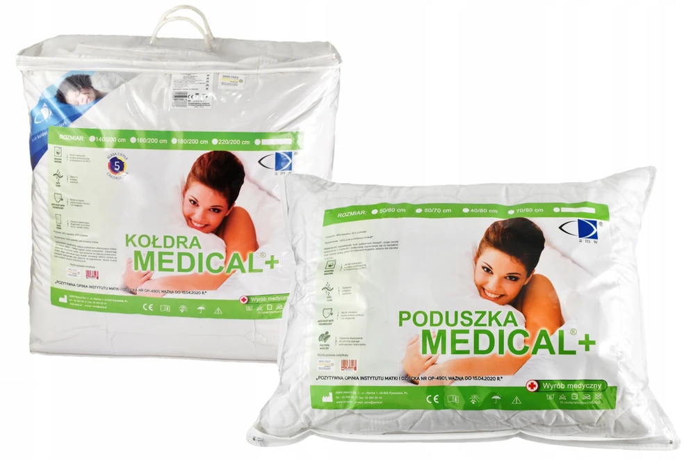 AMW Antialerginė antklodė 140x200 cm, balta medicininė antklodė, 1.10 kg, poliesterio ir medvilnės mišinys, OEKO-TEX sertifikatas, patalynė viešbučiams