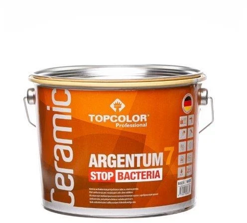 Antibakteriniai sienų dažai TOPCOLOR CERAMIC ARGENTUM 7, matiniai, baltos sp., 2.5 l