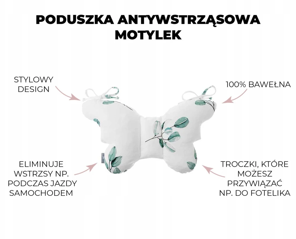 Antišokinė drugelio pagalvė vintažiniams gyvūnams Sky Mėlyna Sleepee vežimėliui