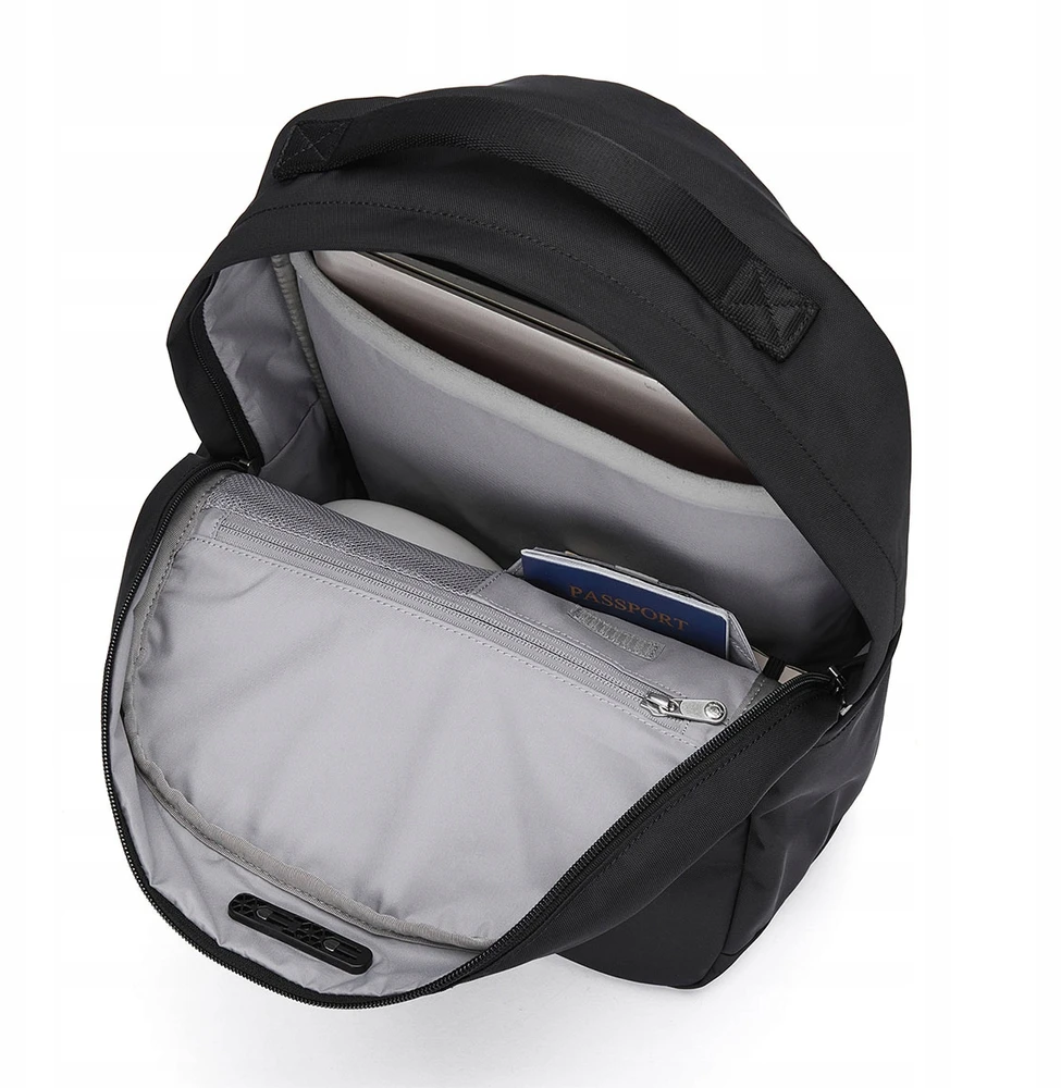 Antivagystinė nešiojamojo kompiuterio kuprinė Pacsafe Vibe 20, 20 l, iki 16", juoda, su RFID apsauga