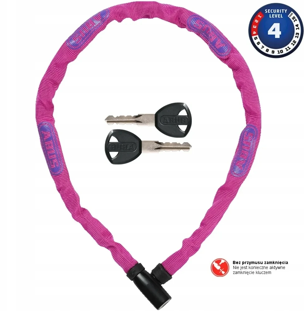Abus Germany Antivol grandinė ABUS Steel-O-Chain 4804K/75 - Raudona - Dviračiams Laisvalaikiui