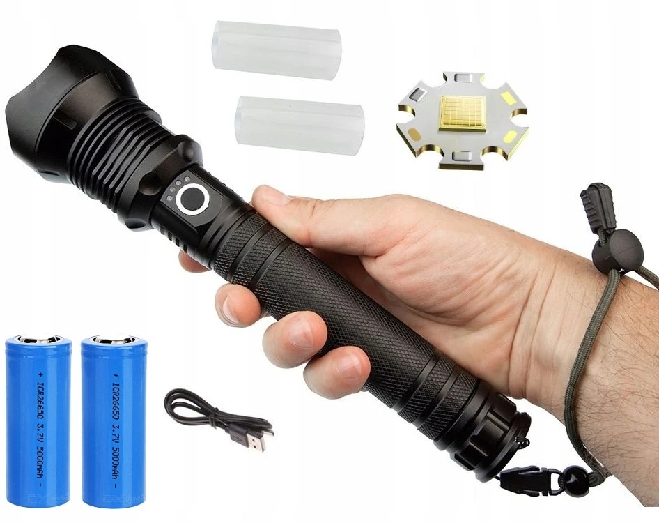 Anytech GALINGAS išgyvenimo taktinis žibintuvėlis W09 įkraunamas karinis ZOOM USB