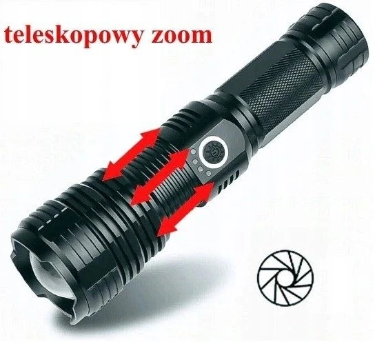 Anytech Išgyvenimo taktinis žibintuvėlis W403 įkraunamas GALINGAS karinis ZOOM USB C