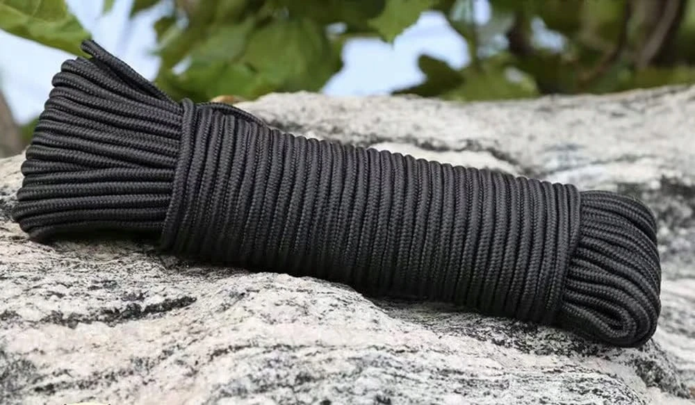 Anytech Tvirta Paracord virvė 30m/100ft Survival Outdoor nailon Juodas