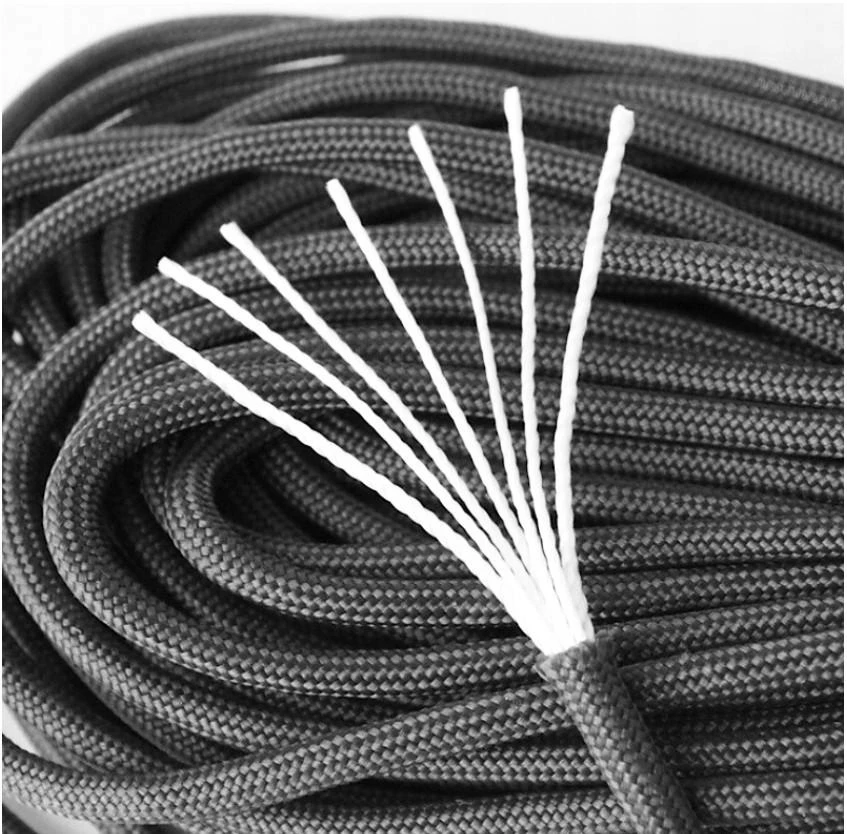 Anytech Tvirta Paracord virvė 30m/100ft Survival Outdoor nailon Juodas
