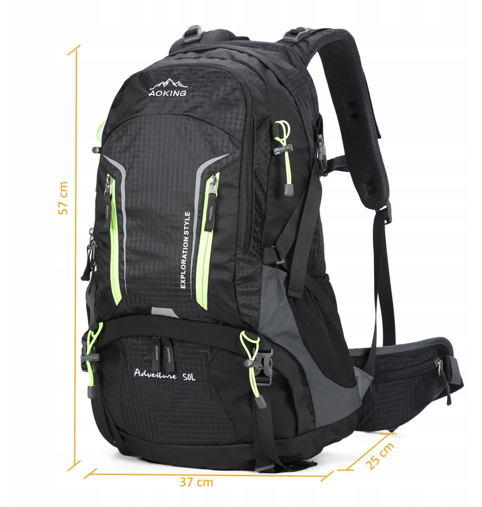 AOKING Adventure kuprinė, 43l, dalomas skyrius, juodas