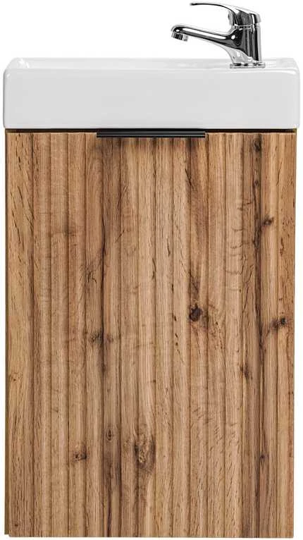 Comad Ąžuolo spalvos pakabinama vonios spintelė su praustuvu Adel oak, 40 cm