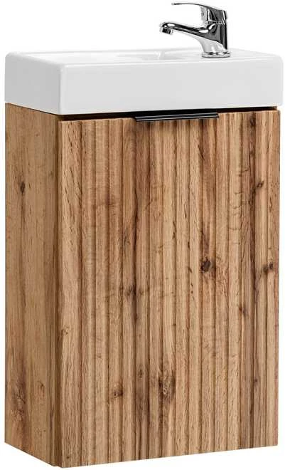 Comad Ąžuolo spalvos pakabinama vonios spintelė su praustuvu Adel oak, 40 cm