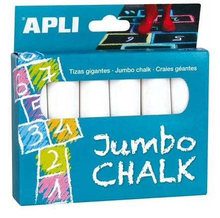 Apli Kids Kreida, balta, apvali, jumbo, 6 vnt., APLI