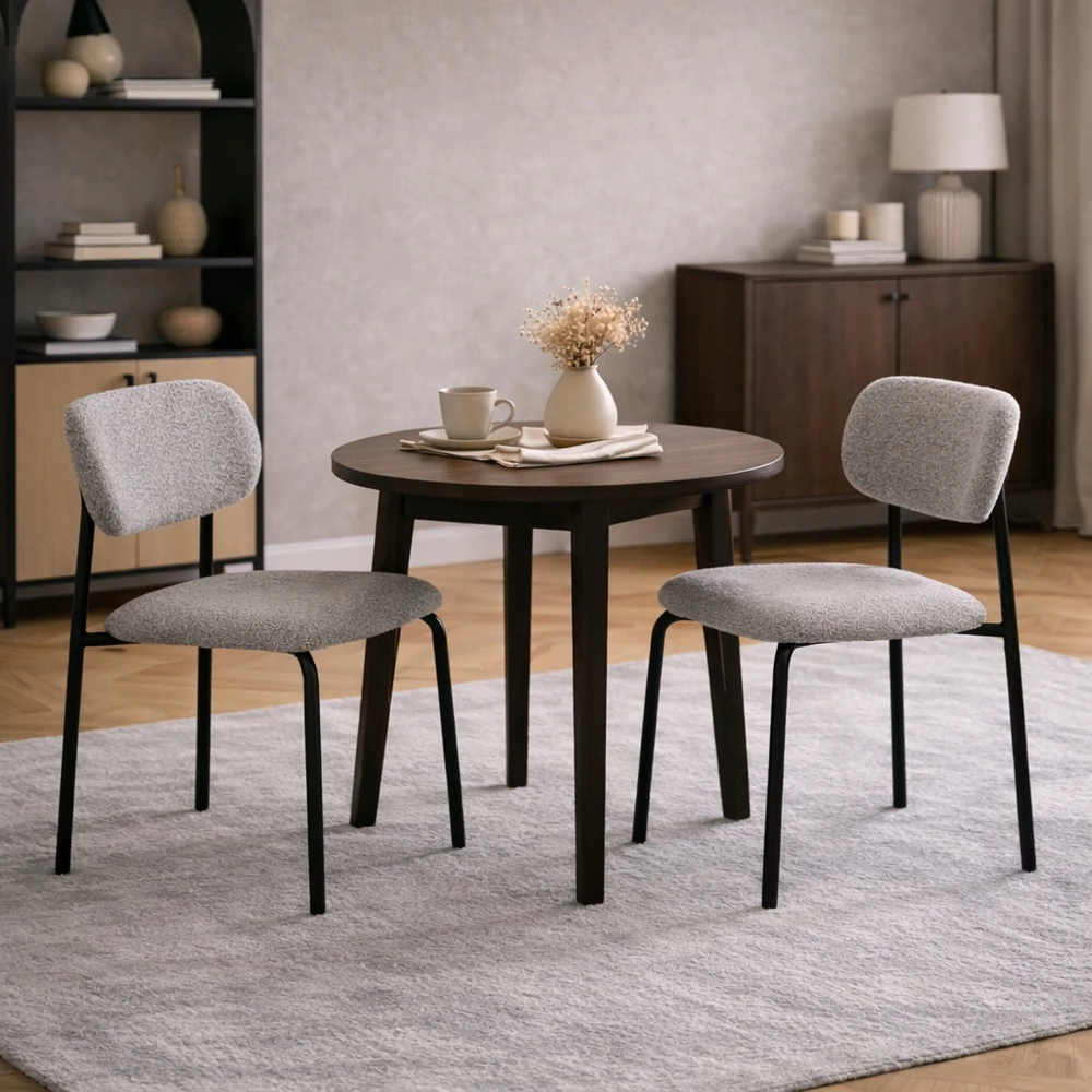 APM 2 NUVIA kėdžių RINKINYS Pilka ir juoda Minkštas Modern Loft