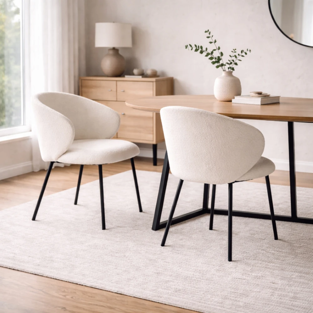 APM 2 ZENAR kėdžių RINKINYS Balta ir Juoda Minkštas Modernus Loft