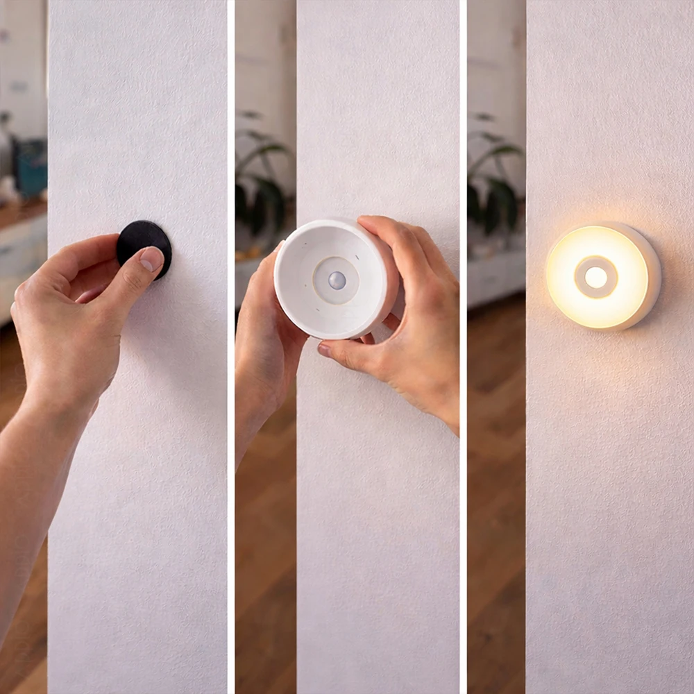 Appio Belaidė LED naktinė lemputė su magnetu, USB judesio jutikliu, prieblanda