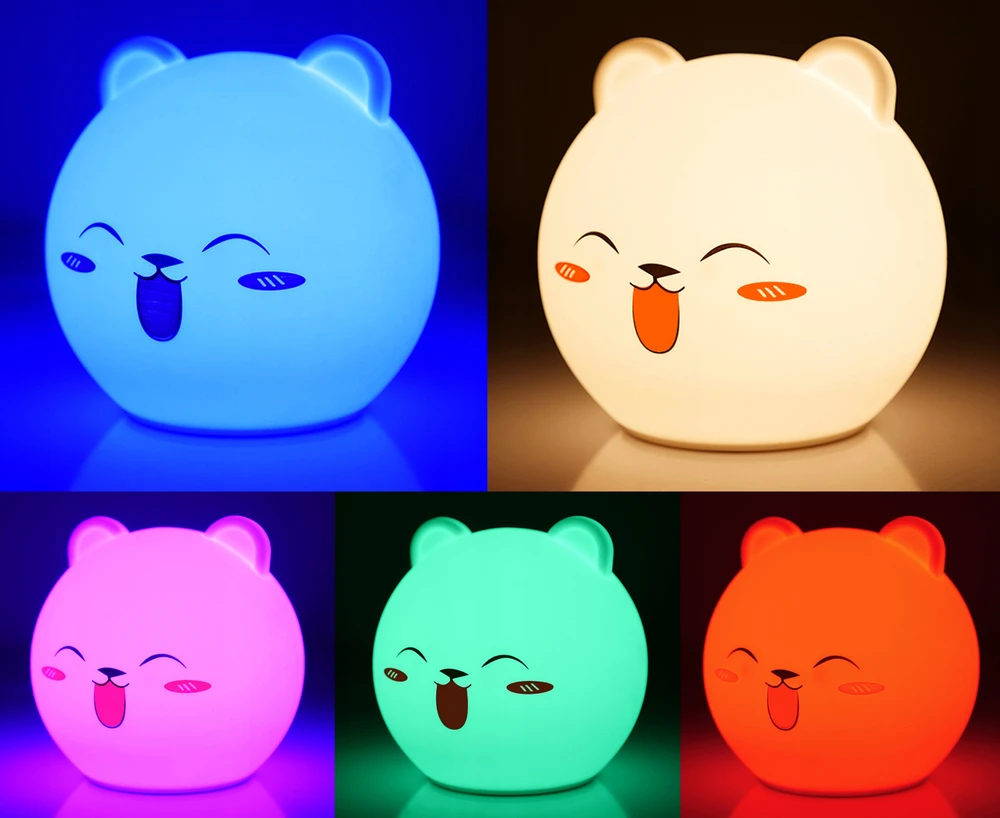 Appio KOLOROWA MIĘKKA Naktinė lempa DLA DZIECI silikon KOTEK LED RGB